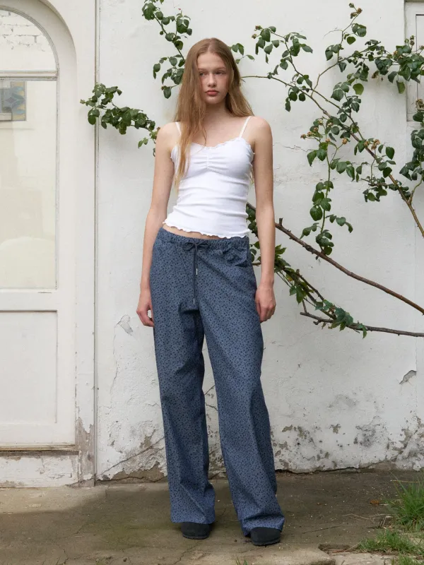 flower pattern cotton pants (blue)