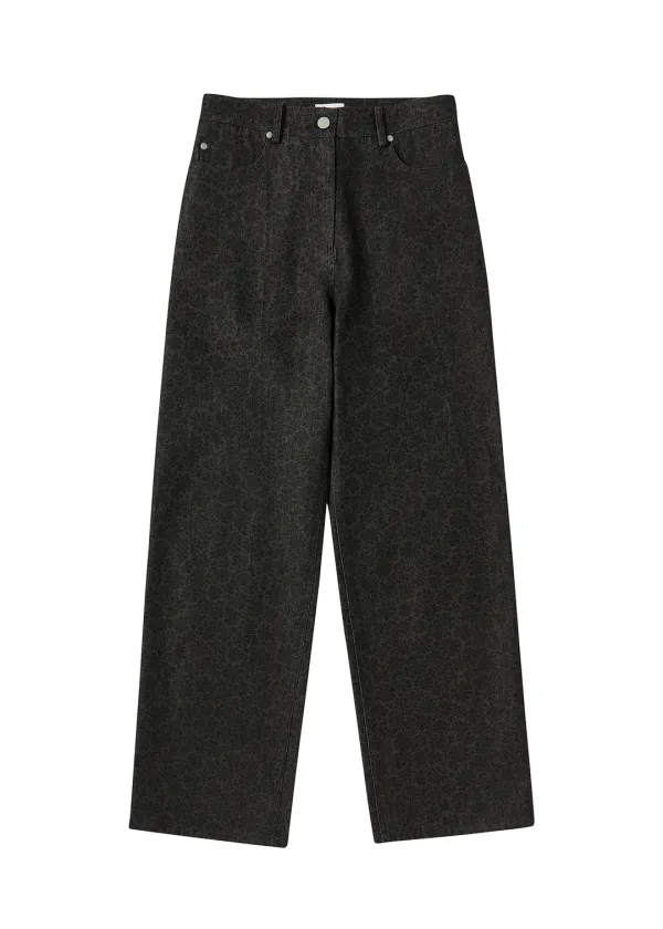 [ 바로배송 ] EYELET PANTS [FLOWER DENIM BLACK]