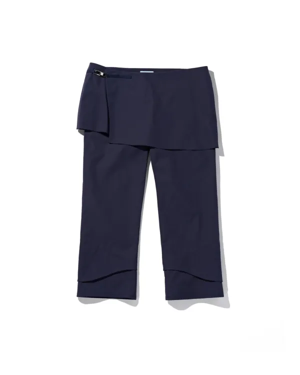 LAYERED SKIRT CAPRI PANTS_NAVY