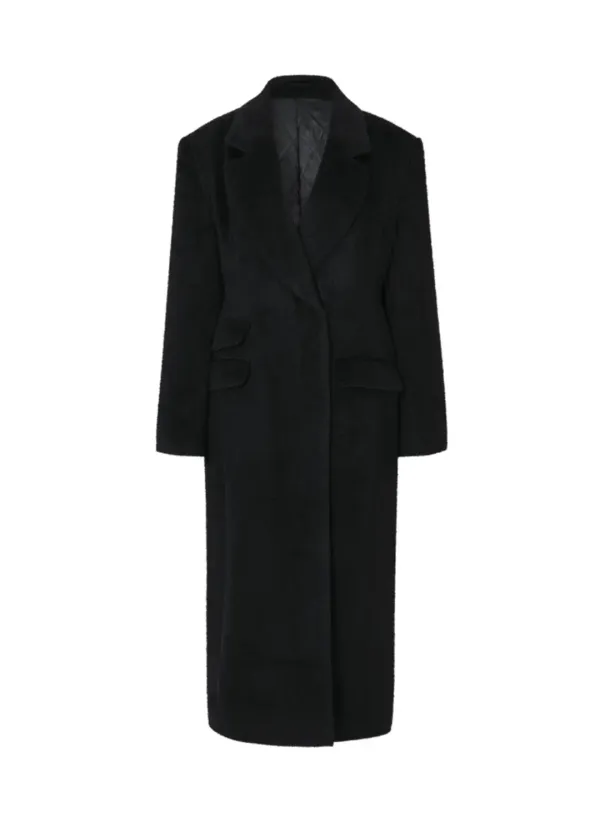 Alpaca Slim Fit Long Coat (Black)