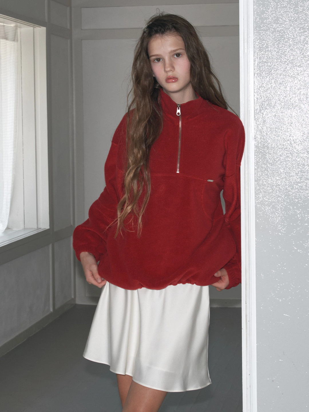 쏘이르 FLEECE HALF ZIP UP - RED 상품 이미지 2