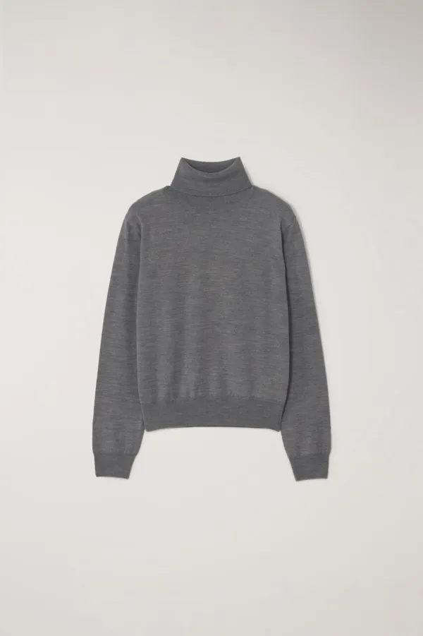 ESSENTIAL CASHMERE TURTLENECK SWEATER MELANGE GREY