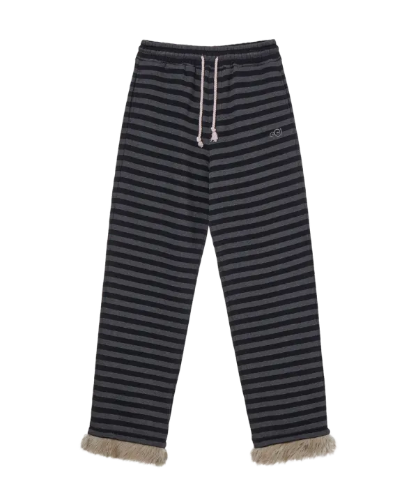 STRIPE FUR SWEATPANTS [CHARCOAL]