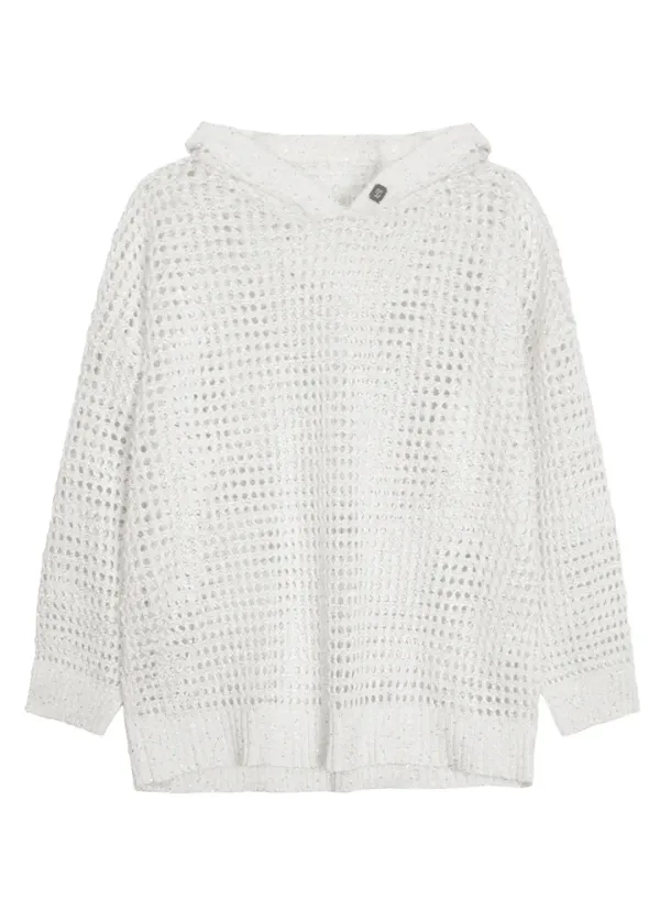 Metallic Sparkle Knit Pullover [ White ]
