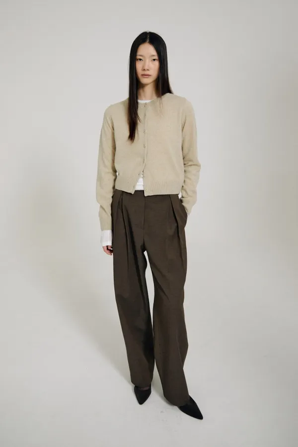 Pever Inverted Tuck Slacks (Brown)