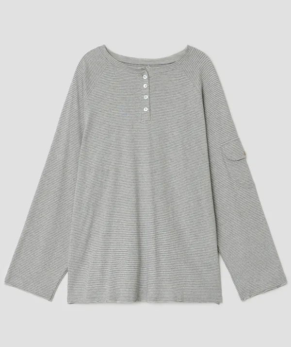 Raglan Henley Pocket Top [Gray]