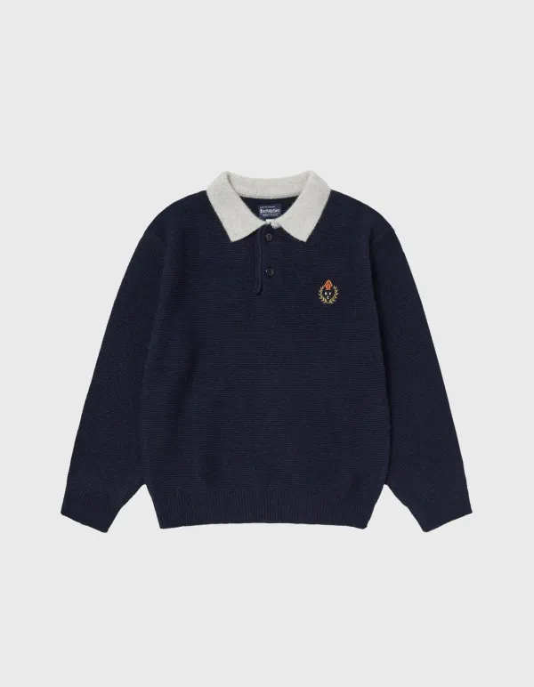 CHILDREN TASMANIA WOOL POLO SHIRT / Navy