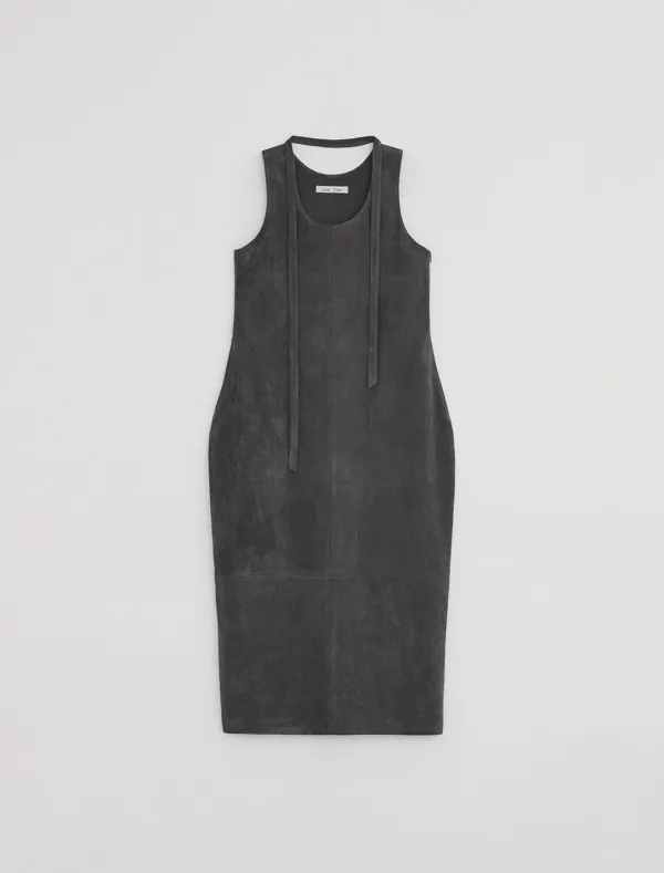 SUEDE BALLOON DRESS [CHARCOAL]