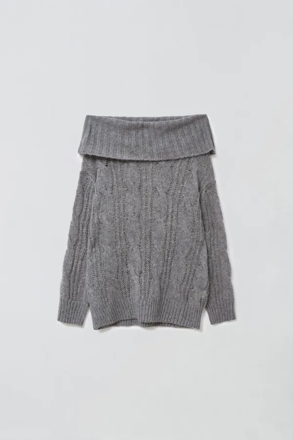 SHEER CABLE OVER KNIT_CHARCOAL