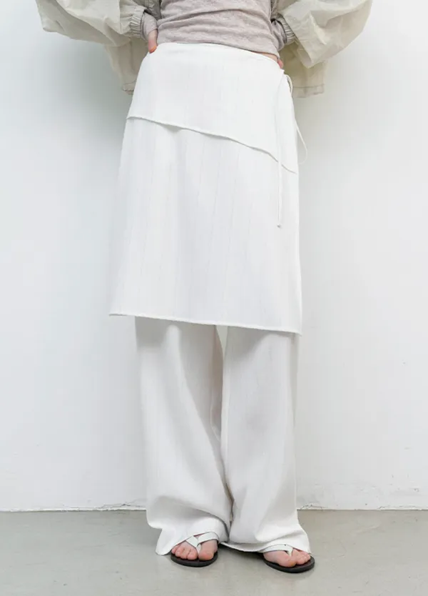 (PT-5751)LAYERED SET WRAP SKIRT PANTS