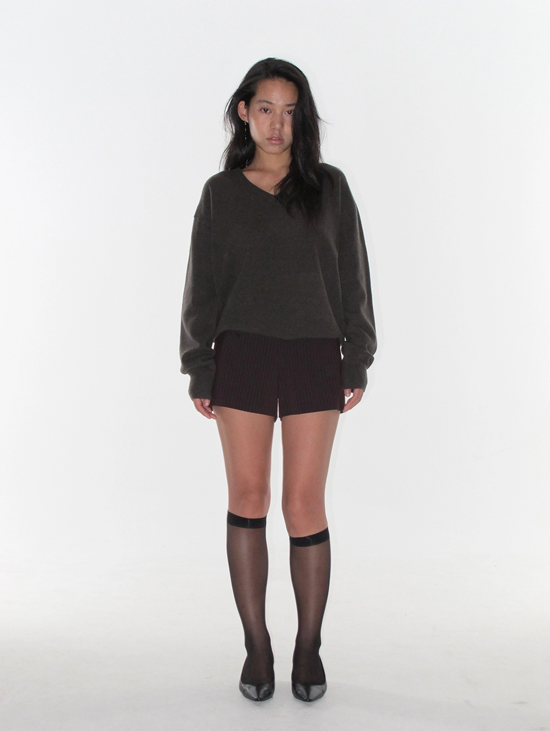 쏘딩키브레드 Toasty Khaki  Brown V-neck Knit 상품 이미지 1