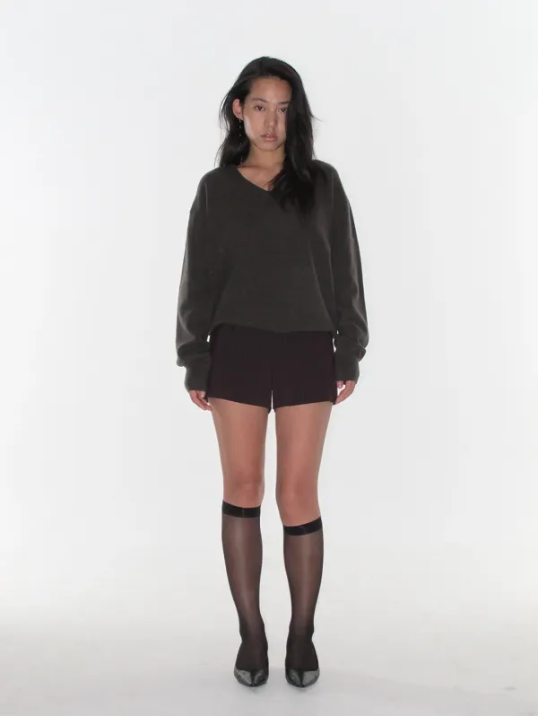 Toasty Khaki  Brown V-neck Knit