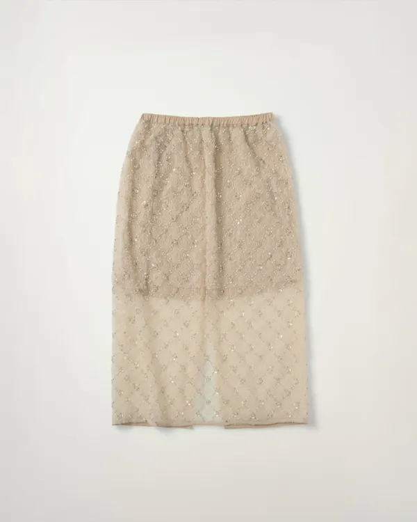 [10/19 순차배송] Beaded Lace Skirt [CREAM]