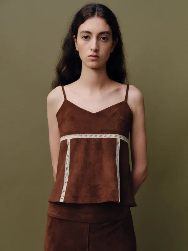 Suede sleeveless top_brown