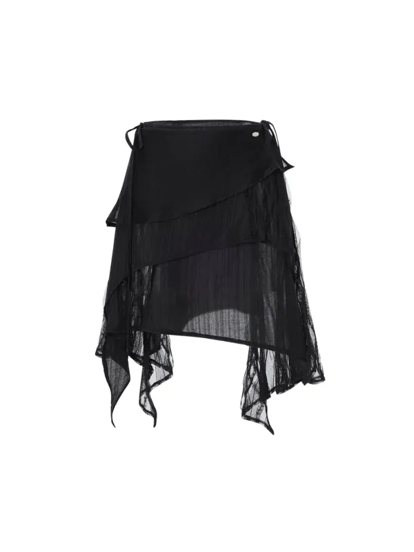 [Last one] LACE DRAPED WRAP SKIRT_BLACK