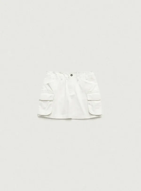 Heather Cargo Mini Skirt_White
