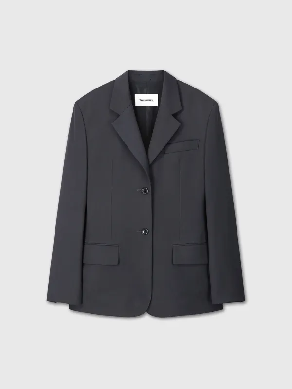 (W) SINGLE-BREASTED TAILORED JACKET_ CHARCOAL