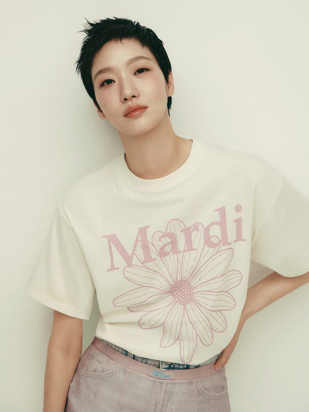 마르디 메크르디 TSHIRT FLOWERMARDI_CREAM PINKLAVENDER 상품 이미지 2