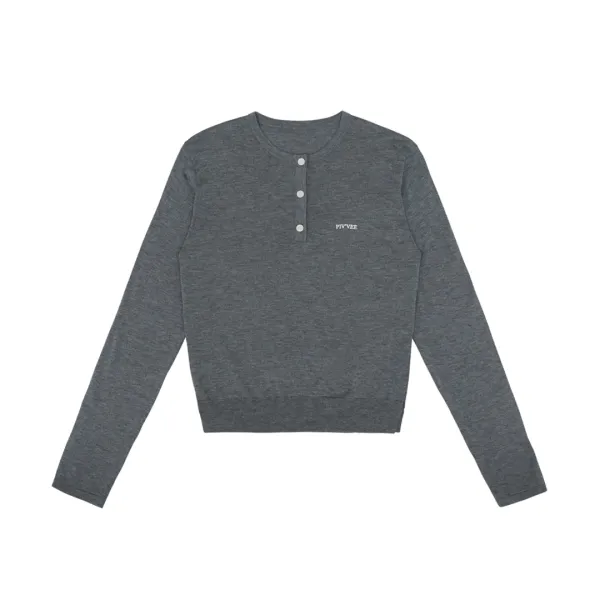 [2차] Henley Knit Top (fuzzy charcoal)