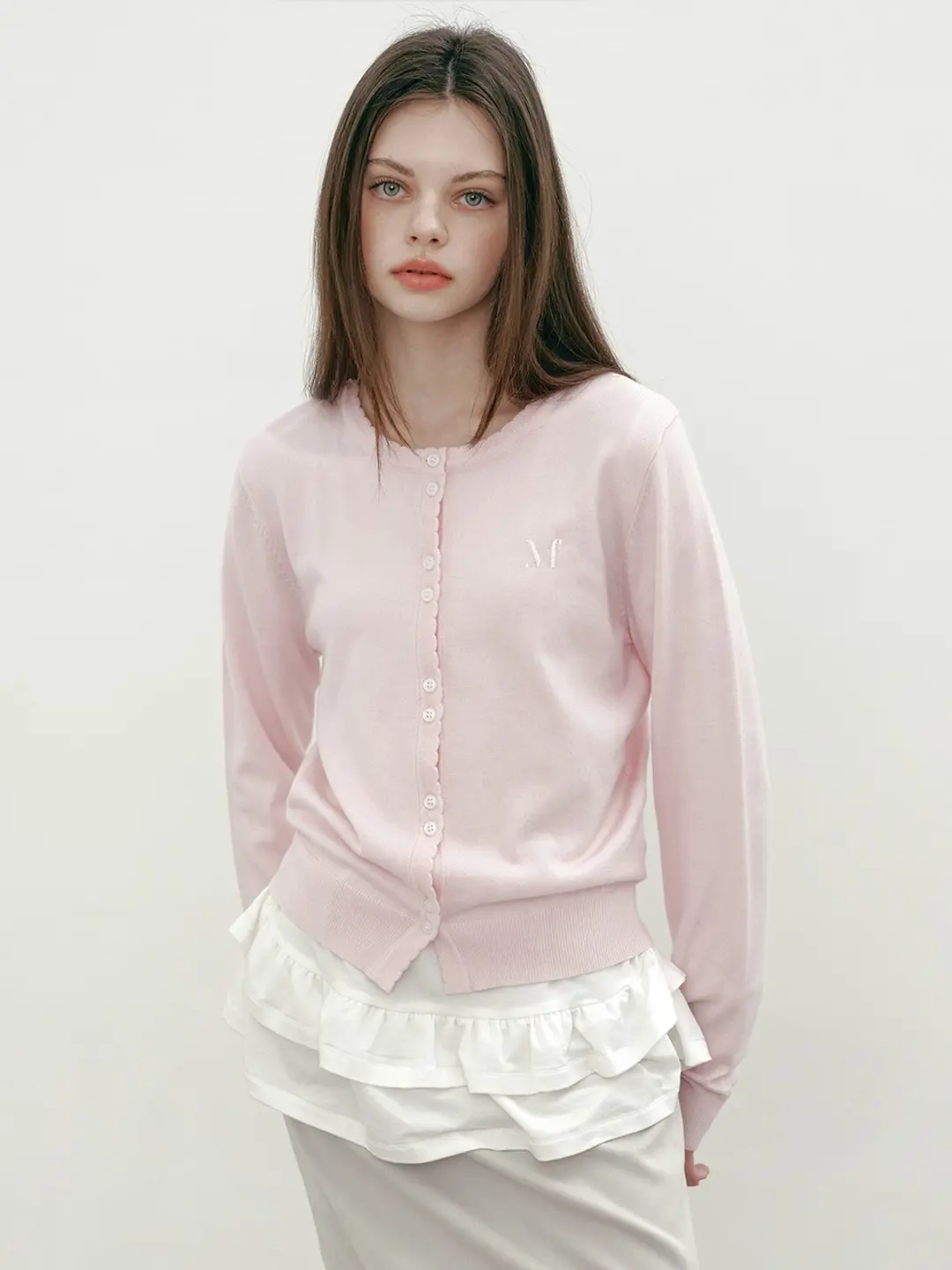 마가린핑거스 LOGO SCALLOP CARDIGAN (LIGHT PINK) 상품 이미지 2