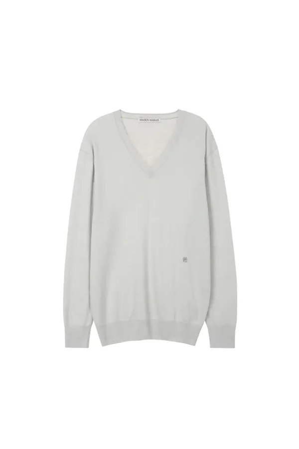 V-Neck Cotton Pullover, Mint