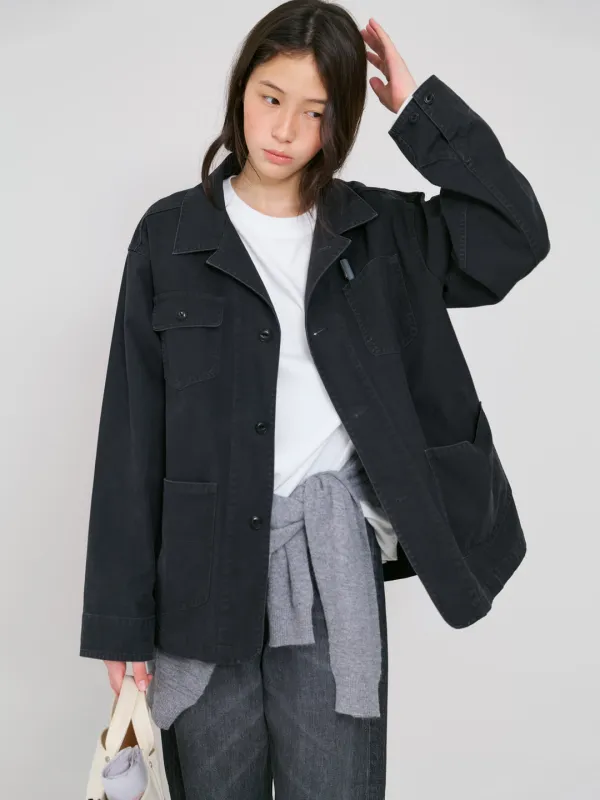 [1st_9/30 예약배송] Tide herringbone work jacket_Faded Black