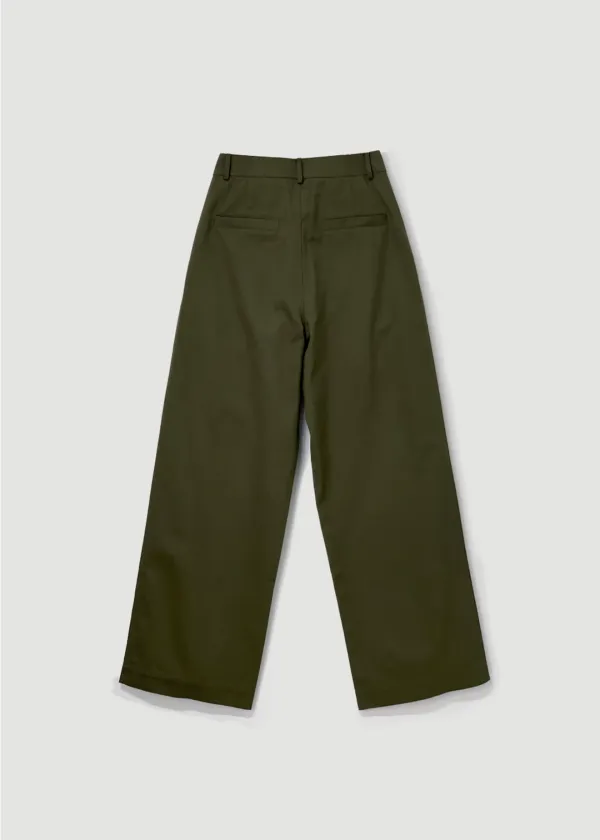 Wide two tuck pants (카키)