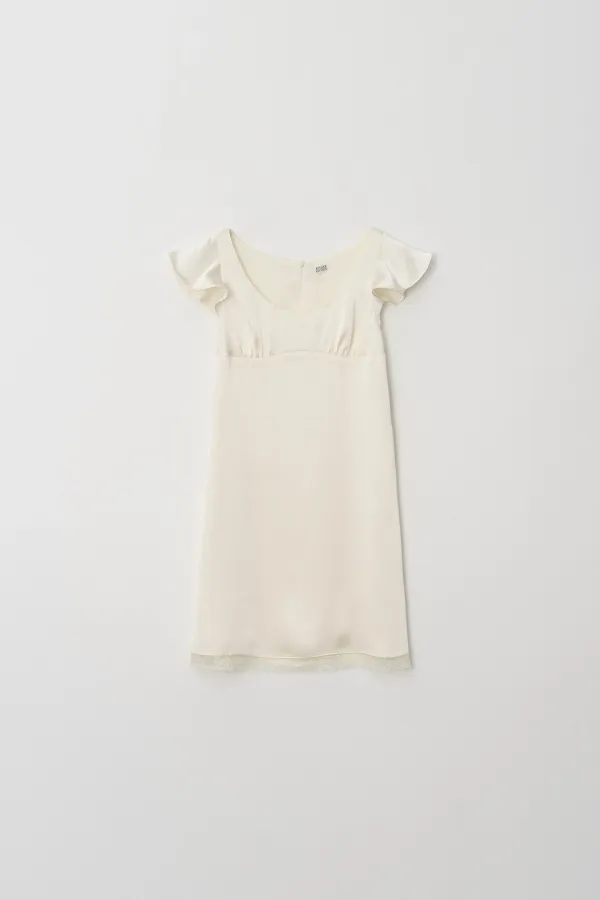 Satin Lace Detail Dress (cream)