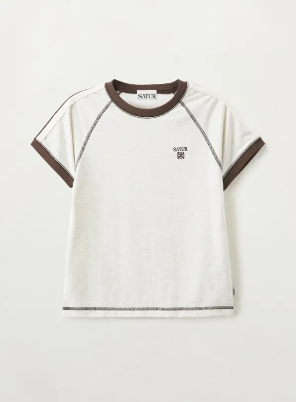 (W) Lawton Stitch Ringer T-Shirt - Oatmeal