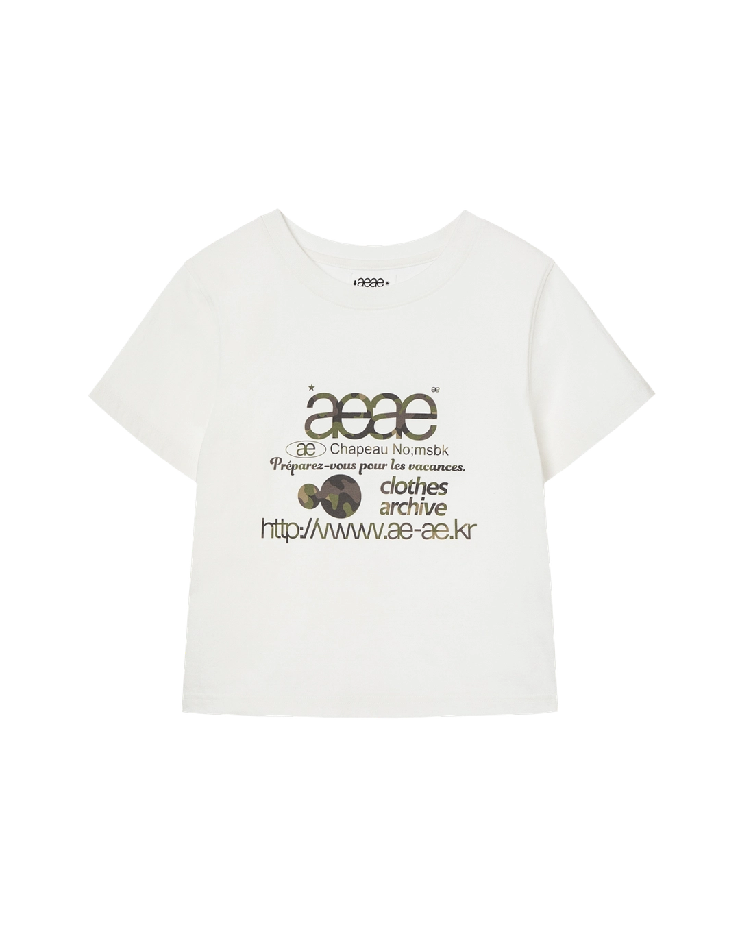 에이이에이이 [8/7 예약발송] WEB LOGO CROP T-SHIRTS [WHITE/CAMO] 상품 이미지 2