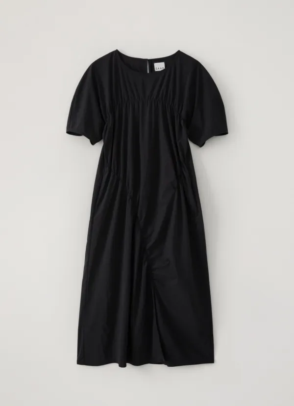 Shirring Long Dress (Black)