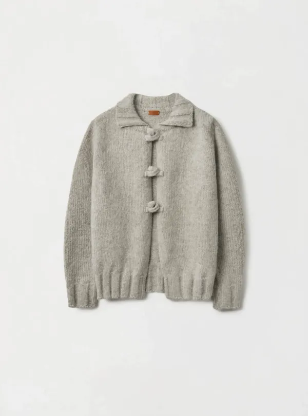 [2ND] KNOTTED BUTTON CARDIGAN - LIGHT GRAY