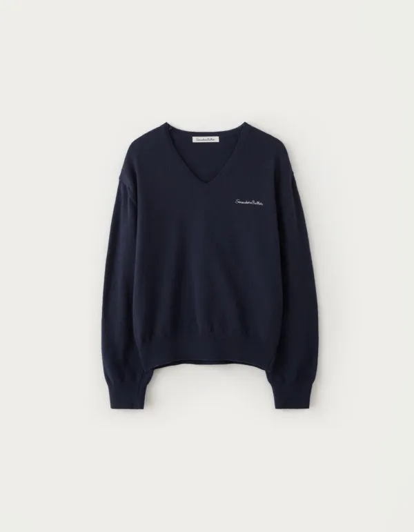 [김가을 PICK] Roe V-Neck Knit - Navy