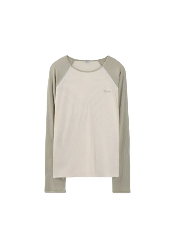 Mused Crispy Ribbed Raglan Top - Cream