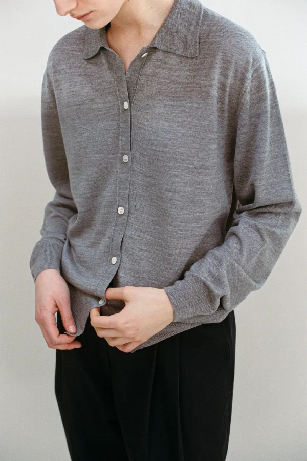 Collar cardigan (Gray)