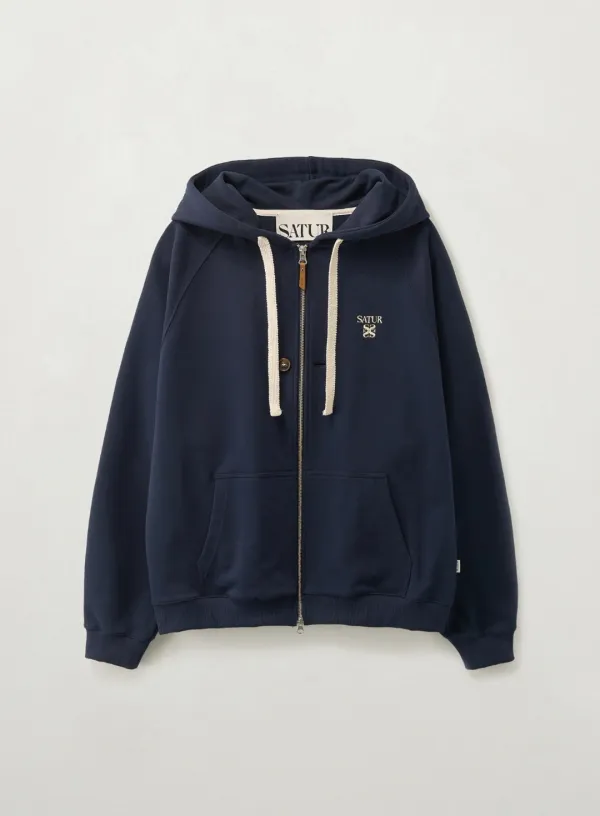 [RIIZE\'s Pick] Loren Small Logo Hood Zip-up - Navy