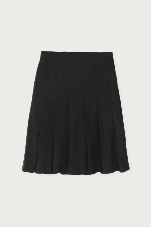 COTTON PLEATS SKIRT BLACK