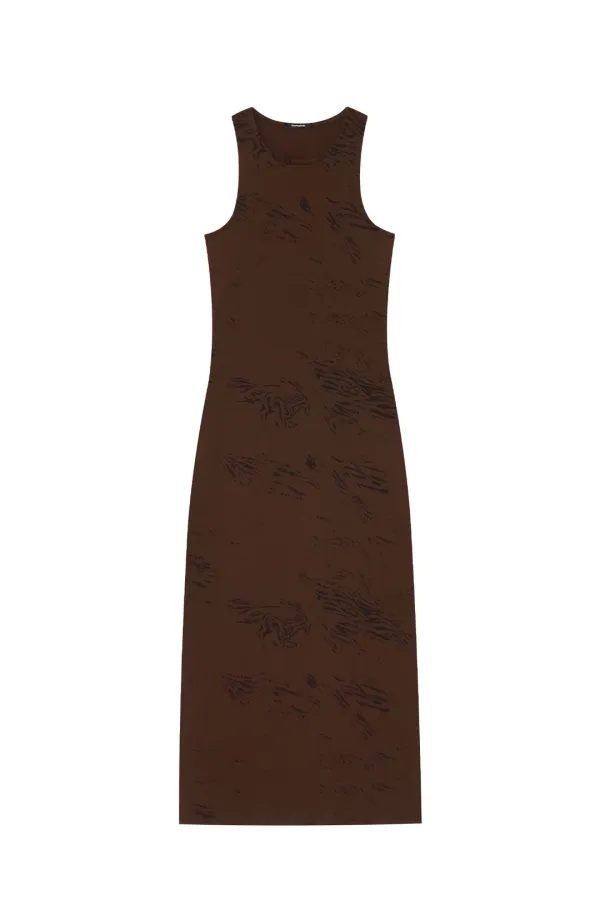 ZEBRA JERSEY MAXI DRESS (BROWN)