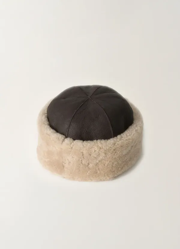 Brown shearling hat (Dark brown)