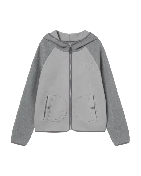 STELLA FLEECE ZIP UP HOODIE [GREY]