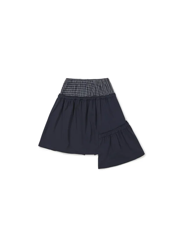 CHECKMIX JERSEY SKIRT (NAVY)