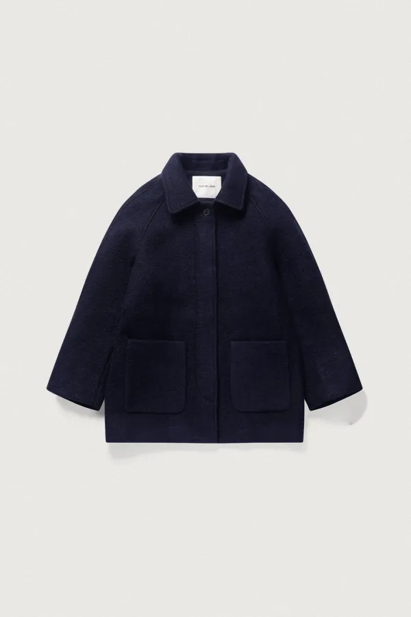 WOOL & ALPACA HALF COAT [NAVY]