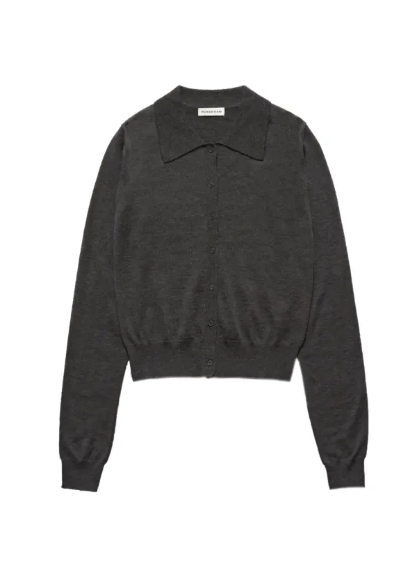BUTTON DOWN CARDIGAN / CHARCOAL 