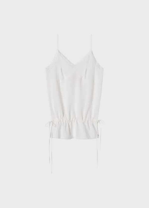 Lacy Peplum Cami White