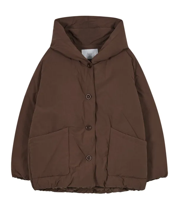 Cotton Hooded Puffer Jacket [Brown]