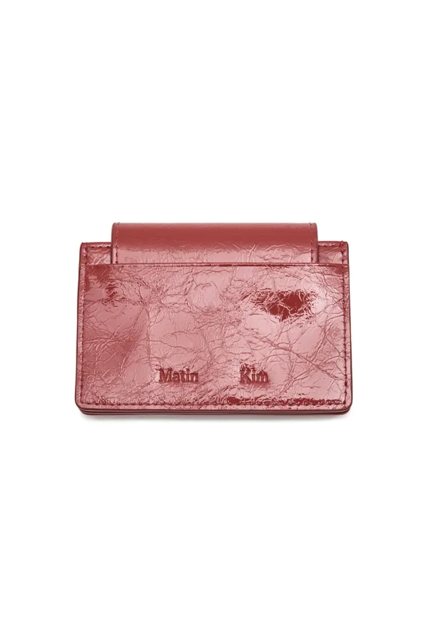 GLAZED ACCORDION WALLET IN RED