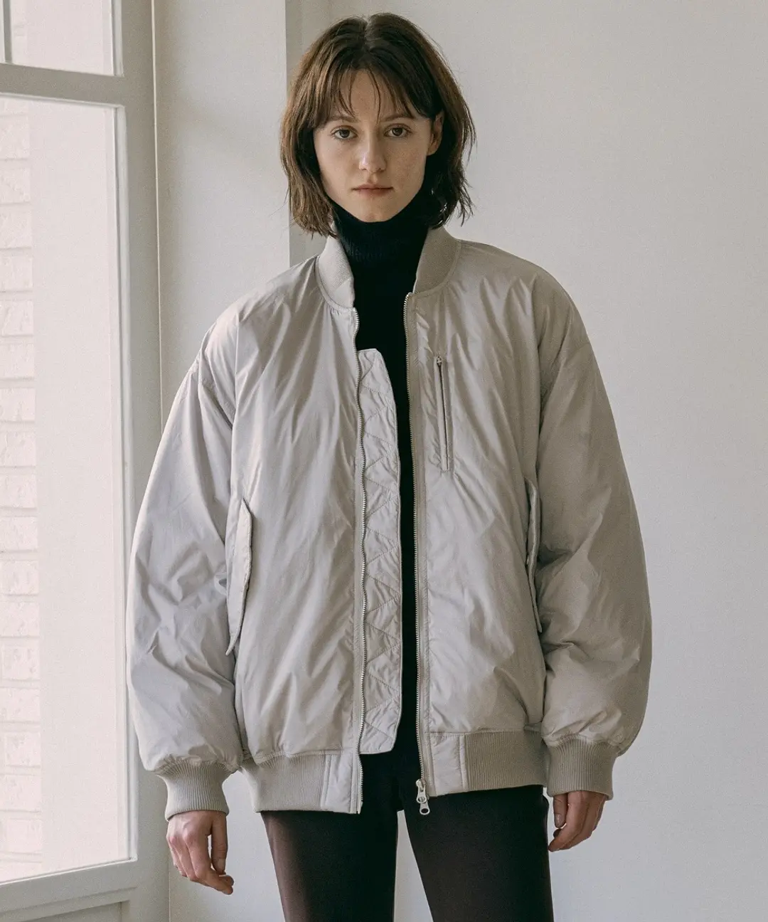 반원 아뜰리에 O3741 오버사이즈 항공 점퍼_Light gray 상품 이미지 2