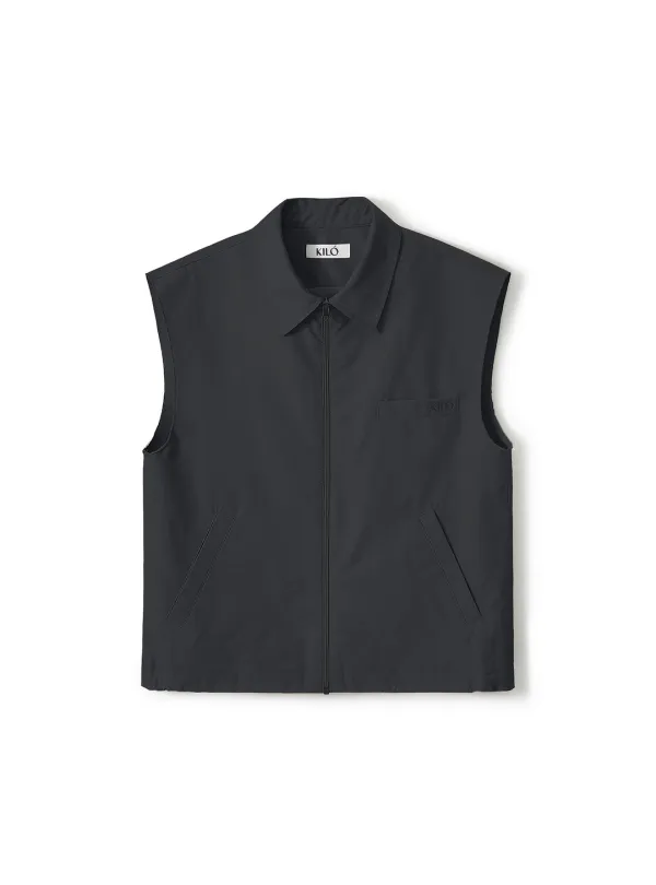 RAW ZIP-UP VEST (CHARCOAL)