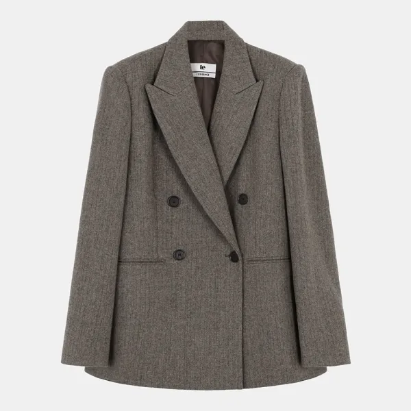 wool over-fit double-breasted jacket (oat gray)