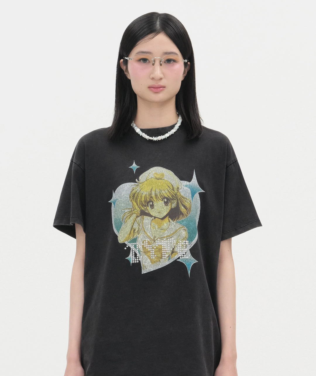 타입서비스 Girl Hotfix Washed Top [Charcoal] 상품 이미지 2